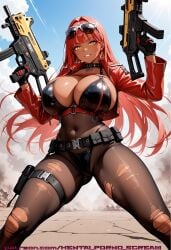 ai_generated big_breasts goddess_of_victory:_nikke gun guns hentai_porno_scream tan_body tan_skin volume_(nikke)
