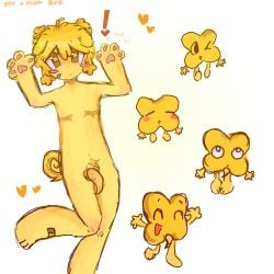 algebralien anime_style bfb bfdi bfdia blush dog_ears happy_trail paws self_insert tail tentacle_dick top_surgery_scars tpot x_(bfb) x_finds_out_his_value xfohv yellow_body