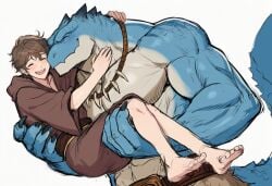 2boys abs age_difference ai_generated anthro anthro_on_human bara big_dom_small_sub big_muscles big_pecs blue_body bridal_carry carrying carrying_partner daddy ddkk dilf duo fangs gay holding_partner hug huge_muscles huge_pecs human human_on_anthro hunk interspecies intimate larger_anthro larger_male lizard lizardman loincloth male male/male male_focus male_only muscular muscular_anthro muscular_male navel older_anthro older_anthro_younger_human older_male older_man_and_younger_boy older_on_young pecs reptile romantic romantic_couple scalie sfw size_difference smaller_human smaller_male topless topless_male tribal tribal_jewelry yaoi younger_human younger_male