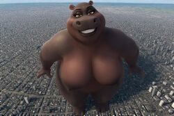 ai_generated bbw dreamworks giantess gloria_the_hippopotamus hippopotamus macro madagascar_(series) perchance_ai