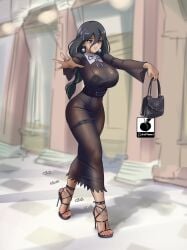 1girls big_breasts blush breasts dress female hex_maniac hex_maniac_(z-a) high_heel_sandals high_heels huge_breasts impossible_clothes lace-trimmed_panties large_breasts lingerie linkartoon milf open_toe_footwear open_toe_heels open_toe_shoes pokemon pokemon_za sandals see-through_clothing strappy_heels wide_sleeves