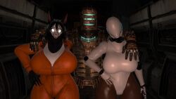 1boy 2girls 2girls1boy 3d android armor arms_around_shoulders big_breasts crossover dead_space furry garry's_mod haydee haydee_(game) horror_game isaac_clarke scp-1471 scp-1471-a scp-1471-a_(bom39) scp_foundation shitpost voluptuous