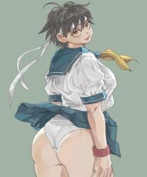 1girls big_ass capcom female hajime_(kuninotokotatinokami) panties sakura_kasugano street_fighter
