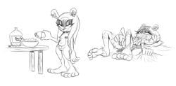 breasts cereal deepcreases feet female furry long_hair loose_hair masturbation milk nude nude_female pussy sonic_(series) sonic_the_hedgehog_(idw) surge_the_tenrec sweat