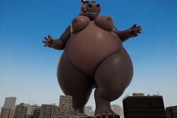 ai_generated bbw dreamworks giantess gloria_the_hippopotamus hippopotamus macro madagascar_(series) perchance_ai