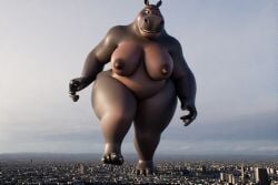 ai_generated bbw dreamworks giantess gloria_the_hippopotamus hippopotamus macro madagascar_(series) perchance_ai