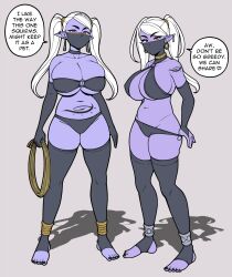 breasts dark_elf drow elf female female_only jam-orbital large_breasts mostly_nude purple_skin red_eyes tagme white_hair