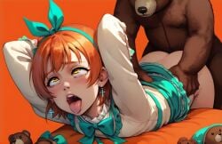 1boy 1girls ai_generated anal anal_sex begging female female_only front_view happy horny hoshizora_rin laying_sex love_live! obedience pussy red_hair seductive soprano_r34 vaginal_penetration vaginal_sex wet_pussy young_female