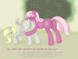 2012 amber_eyes anus cheerilee cutie_mark derpy_hooves dialogue earth_pony english_text equine female female_only friendship_is_magic fur hair horse looking_back multiple_females my_little_pony pegasus pink_hair pony pussy text two_tone_hair v-invidia wings yuri