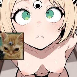 1girls 2024 blonde_female blonde_hair blush_lines breasts cat_ears catgirl completely_nude completely_nude_female eyelashes felid feline feline female female_only green_eyes kemonomimi looking_up medium_breasts meme meme_reference nekomimi nipples orange_fur pale-skinned_female pale_skin wheel_of_fortune_(artist)