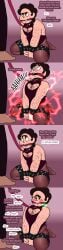 anonymous_character blush blush bondage cleave_gag collar electrocution forced_orgasm gagged hairy hairy_chest hairy_male leather_cuffs leather_straps muffled_speech muffled_words steven_quartz_universe steven_universe steven_universe_future stockings text text_bubble tights vibrator vibrator_under_clothes