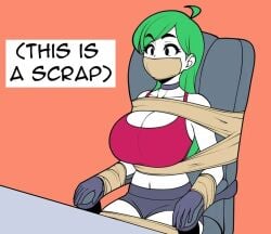 female female_only green_hair jam-orbital large_breasts mask red_topwear tagme tops_(jam-orbital)