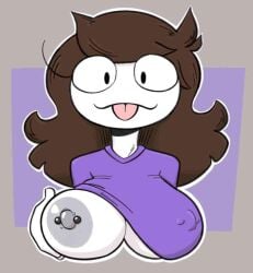1female 1females 1girls 2d 2d_(artwork) 2d_artwork boobs_out breast_slip breasts brown brown_hair brown_hair_female cartoony color exposed_boobs exposed_breast exposed_breasts exposed_nipples eyebrowless female gray_nipples hand hand_on_boob hand_on_breast holding holding_boob holding_boobs holding_breast holding_own_breast holding_own_breasts jaiden jaiden_animations mouth nipple nipple_bulge nipple_piercing nipples nipples_visible_through_clothing no_eyebrows no_nose pierced_nipples piercing piercing_nipples piercings shirt shirt_lift shirt_up single_girl solo solo_female solo_focus staring staring_at_viewer tongue tongue_out tongue_sticking_out unknown_artist white white_body white_boobs white_breasts white_skin