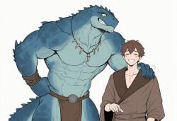 2boys abs age_difference ai_generated anthro anthro_on_human bara big_dom_small_sub big_muscles big_pecs blue_body daddy ddkk dilf duo fangs gay holding_partner hug huge_muscles huge_pecs human human_on_anthro hunk interspecies intimate larger_anthro larger_male lizard lizardman loincloth male male/male male_focus male_only muscular muscular_anthro muscular_male navel older_anthro older_anthro_younger_human older_male older_man_and_younger_boy older_on_young pecs reptile romantic romantic_couple scalie sfw size_difference smaller_human smaller_male topless topless_male tribal tribal_jewelry yaoi younger_human younger_male