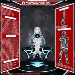 3d balls_weight blue_eyes bondage futanari ibex-cg intersex mind_control violet_(closers) white_hair
