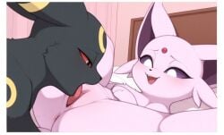 ai_generated anguirus12345 anus blush cunnilingus espeon female feral feral_on_feral male male/female nintendo pokémon_(species) pokemon pokemon_(species) pussy sex tongue tongue_out umbreon