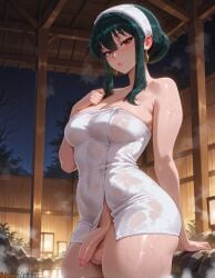 1girls 2025 ai_generated anime anime_girl anime_style arisua artist_name balls big_breasts black_hair blush breasts cleavage covered_navel curvy curvy_body curvy_female earrings female futanari hairband hi_res high_quality high_res high_resolution highres intersex jewelry large_breasts looking_at_viewer naked_towel night onsen outdoors patreon patreon_username penis precum red_eyes sidelocks skindentation sky solo spy_x_family steam testicles towel uncensored watermark wet white_hairband yor_briar yor_forger