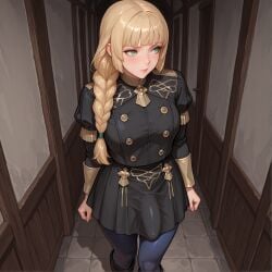 blonde_hair dragonk8 fire_emblem fire_emblem:_three_houses futa_only futanari green_eyes ingrid_brandl_galatea intersex solo