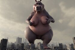 ai_generated bbw dreamworks female giantess gloria_the_hippopotamus hippopotamus macro madagascar_(series) perchance_ai
