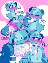 animal_ears animal_nose anthro balls blue_body blue_fur blush bodily_fluids body_fur closed_eyes cum cum_in_mouth cum_inside cum_on_body cum_on_face disembodied_penis duo ejaculation english_text erection fellatio fur genital_fluids genitals handjob hasbro herpestid hi_res licking littlest_pet_shop littlest_pet_shop_(2012) male male/male male_focus mammal mongoose multiple_angles nipples open_mouth oral orange_eyes penile penis pink_background sex shahrukh simple_background speech_bubble spiral_eyes spoken_question_mark sunil_nevla tail text tongue tongue_out turkenshtane228 upper_body vein veiny_penis