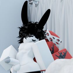 2boys 3d _hibyrd artist_request balls bunny_ears femboy gay male male_only penis red_skin roblox robloxian smiling source_request stomach_bulge tagme white_skin