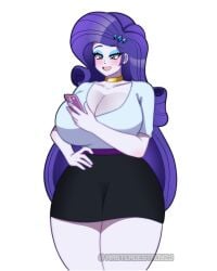 big_breasts big_thighs big_titties blue_eyes breasts clothing curvaceous curvaceous_female curvaceous_figure curvy curvy_figure curvy_hips equestria_girls female female_focus female_only long_hair looking_at_viewer masterdestroyzj my_little_pony purple_hair rarity_(eg) rarity_(mlp) rubber white_skin