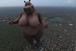 ai_generated anthro_female bbw dreamworks giantess gloria_the_hippopotamus hippopotamus macro madagascar_(series) perchance_ai