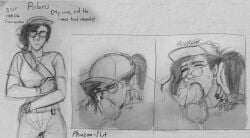 2025 clothed_sex deepthroat fellatio female gagging hat irrumatio onomatopoeia original_character phazon_slut rape sketch sunglasses