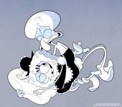 2boys anal anal_sex anthro anthro_on_anthro balls black_clothing cephalopod closed_eyes clothed_male_nude_male clothing clowndevil colorless crossdressing dress duo eyelashes furry furry_male furry_only gay gay_sex genitals hat interspecies looking_at_another lying_on_side maid_outfit maid_uniform male male/male marine nickelodeon nude nude_anthro nude_male nude_male_clothed_male octopodiform octopus penis penis_in_anus pillow pillow_grab sea_sponge sex spongebob_squarepants spongebob_squarepants_(character) spoon_position spooning squidward_tentacles sweat sweating tentacles testicles yaoi
