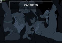 aello_(moon_rhapsody) anthro basilisk bird_girl bird_wings bottomless braid cat_ears catgirl clothed_sex dumb_witch fellatio game_over game_ui gameplay_mechanics gangbang group_sex handjob harpy headphones human irrumatio kemonomimi kosmic91 lizardman long_hair monochrome moon_rhapsody no_bra no_panties nude nyx_cheshire_(moon_rhapsody) oral orgy ponytail sasha_nikolayeva short_hair tank_top tears torn_clothes vaginal_penetration