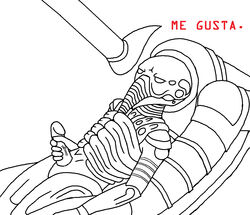 1boy alien_(franchise) engineer line_art male male_only masturbation me_gusta no_humans penis prometheus rage_comics solo space_jockey