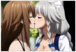 2milfs 2women ai_generated grayfia_lucifuge high_school_dxd kissing lesbian_couple lesbian_kiss lovers venelana_gremory yuri yuri yuri