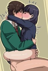 arehoko ass black_hair flat_chest kissing kubota_junichirou misuzu_gundou school_uniform sex tomo-chan_wa_onna_no_ko