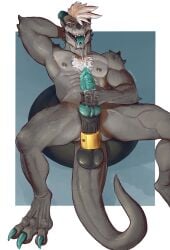 anthro ball_stretcher balls banana_da_boi bodily_fluids chest_tuft claws cum dark-tojo dragon ejaculation genital_fluids genitals hand_behind_head hi_res knot male masturbation mythological_creature mythological_scalie mythology nipples nude penile penile_masturbation saggy_balls scales scalie sitting solo spikes spikes_(anatomy) spread_legs spreading tail tuft vein veiny_muscles