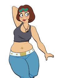 1girls 2024 american_dad brown_hair clothing cosplay family_guy female female_only headband lovetopullmicke meg_griffin png short_hair solo thick_thighs white_background wide_hips