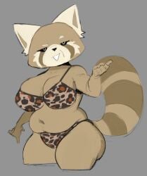 aggretsuko ailurid ass belly big_butt do estebon89 felid female female/female feral hi_res humanoid invalid_tag it? leopard like mammal my nude of pantherine red_panda retsuko's_mother sanrio slightly_chubby slightly_chubby_female solo think underwear? what you