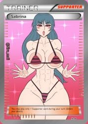 1girls abs against_fourth_wall against_glass against_surface big_breasts big_thighs bikini bikini_top boob_window breast_press breasts breasts breasts card female huge_breasts long_hair micro_bikini muscle_girl muscle_mommy muscular muscular_arms muscular_female muscular_thighs natsume niramoli pervert pokemon pokemon_tcg pokemon_trainer sabrina_(pokemon) tongue tongue_out waifu