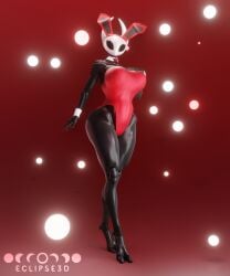 1girls 3d 3d_(artwork) 3d_model 3d_render anthro arthropod bunny_costume bunnysuit eclipse3d female female_focus female_only hollow_knight hornet_(hollow_knight) insect_girl insect_humanoid red_background red_clothing video_game_character video_games