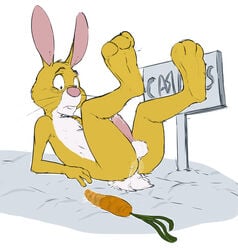 anthro balls carrot disney erection fur furry lagomorph male male_only no_humans penis plain_background precum rabbit rabbit_(winnie_the_pooh) seth-iova smooth_skin solo white_background winnie_the_pooh_(franchise)