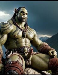 ai_generated big_chest big_muscles day male muscular muscular_male orc orc_male outdoors solo solo_male