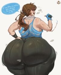 1girls ass_bigger_than_head ass_bigger_than_torso ass_focus big_ass bottom_heavy bragging brown_hair brunette fat_ass huge_ass hyper_ass hyper_hips lard_ass massive_ass pawg ponytail showing_off_ass sunflower_art sweat sweating sweaty tagme tight_pants wide_ass wide_hips