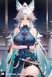 1girls after_sex ai_generated ass blush clothed_after_sex degenbrecher feixiao_(honkai:_star_rail) honkai:_star_rail large_breasts patreon patreon_username sports_bra steam subscribestar subscribestar_username