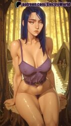 1girls 2025 ai_generated arcane arcane_caitlyn artist_name belt bench blue_eyes bottomless breasts breasts breasts bust caitlyn_kiramman chest covered_nipples dappled_sunlight electroworld female female_pubic_hair forest grass hi_res high_quality high_resolution highres league_of_legends nature patreon patreon_username pubic_hair riot_games sitting solo stable_diffusion thick_thighs thighs tree watermark
