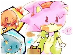 1girls 2boys amy_rose blood blue_hair blush breasts chibi classic_amy_rose cute echidna female furry hedgehog knuckles_the_echidna little_cartoon male nipples nosebleed pussy sega sonic_(series) sonic_the_hedgehog