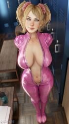 1girls 3d absurd_res bimbo blonde_hair blonde_hair_blue_eyes blue_eyes busty cleavage clothed dochaunt24 female female_only huge_breasts juliet_starling latex latex_suit lollipop_chainsaw looking_at_viewer pigtails twintails watermark