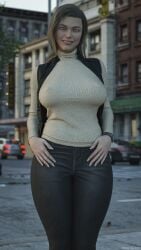 3d 3d_model 3d_render big_breasts clothed clothing daz3d daz_studio dressed elizabeth_(rexart) female hi_res highres human light-skinned_female light_skin mature_female older_female original original_character outside realistic rexart secrets_of_rockfield self_upload smile solo standing tagme