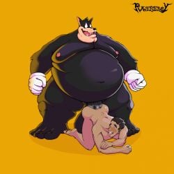 2boys anal anal_sex anthro anthro_dominating_human anthro_penetrating anthro_penetrating_human ass back_muscles belly big_belly big_butt big_dom_small_sub big_moobs big_penis black_body black_fur black_hair blush bodily_fluids canon_x_oc disney domestic_cat dominant dominant_anthro dominant_male duo erect_nipples erection fat fat_belly felid feline felis fur gay gay_sex genitals hair hi_res human human_on_anthro human_penetrated interspecies larger_anthro larger_male male male/male male_penetrated male_penetrating male_penetrating_male mammal mickey_mouse_shorts moobs navel nipples nude obese obese_anthro obese_male overweight overweight_anthro overweight_male penetration penile penile_penetration penis penis_in_ass pete_(disney) rawenergy sex signature size_difference smaller_human smaller_male smaller_penetrated stubble submissive submissive_human submissive_male sweat teeth