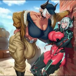 1futa 2d 2girls abs against_wall ai_generated animal_ears arms_under_breasts ass balls baseball_cap belt big_ass big_balls big_breasts big_butt big_cock big_penis big_testicles big_thighs bigger_futa blue_sky bodysuit boots breasts bulge choker cleavage clenched_teeth cock collar covered_nipples cow_ears cow_girl cow_horns cropped_jacket crossed_arms day erection erection_under_clothes female futa/female futa_with_female futanari gigantic_balls gigantic_breasts gigantic_cock gigantic_penis gigantic_testicles grey_hair hair_over_eyes hand_on_own_hip hat height_difference horns huge_ass huge_balls huge_breasts huge_butt huge_cock huge_testicles jacket kurunagenz large_ass large_balls large_breasts large_butt large_cock large_penis large_testicles large_thighs larger_futa licking_lips massive_balls massive_breasts massive_cock massive_penis massive_testicles multiple_girls muscular muscular_female navel nose_piercing off_shoulder onilapper original original_character outdoors pants penis pubic_hair short_hair size_difference skin_tight sky smaller_female tall tall_female teeth testicles thick_ass thick_butt thick_cock thick_penis thick_thighs thighs tongue tongue_out virtual_youtuber vtuber white_hair yellow_eyes zentreya zentreya_(cyborg)
