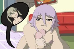 crona_(soul_eater) futanari licking licking_penis maka_albarn penis soul_eater