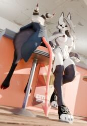 3d_(artwork) anthro big_breasts bikini breasts canid canid_demon canine clothing demon digital_media_(artwork) duo ear_piercing ear_ring female fingerless_gloves gloves grey_hair hair handwear hellhound helluva_boss hi_res horn imp leaning leaning_backward loona_(helluva_boss) male mammal moxxie_(helluva_boss) mythological_canine mythological_creature mythology piercing pupils ratherdevious red_sclera ring_piercing slit_pupils swimwear two-piece_swimsuit